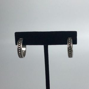 Sterling Silver Designed Hoop Pierced Earrings